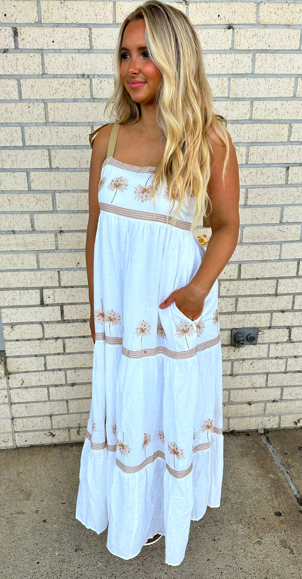 The Dandelion embroidered Maxi Dress