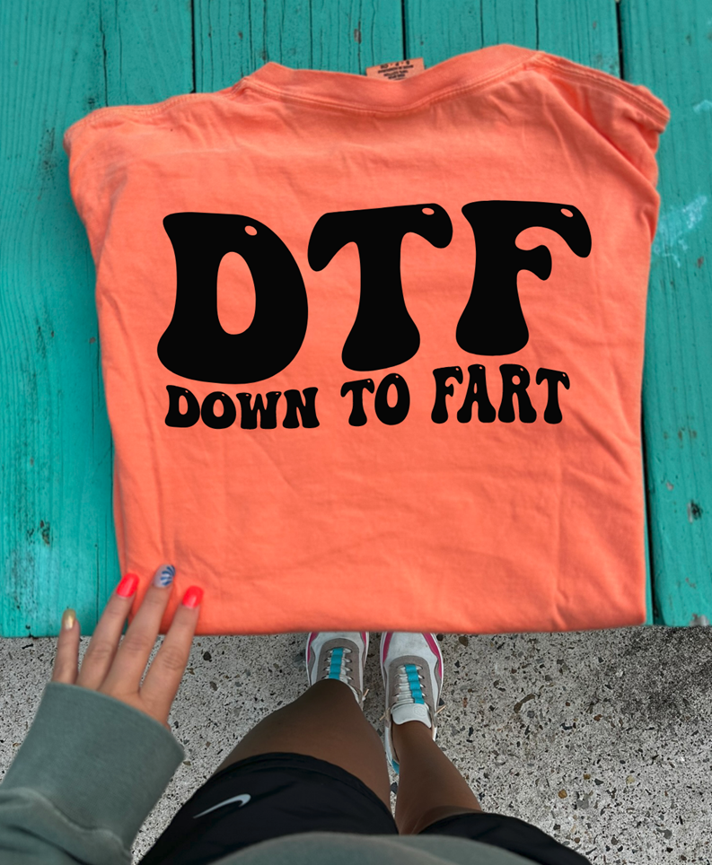 dtf down to fart tee or sweatshirt