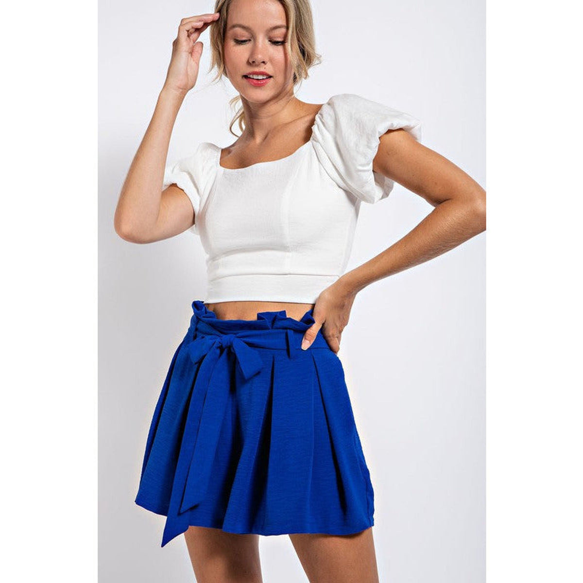 Jenni Royal Blue Paper Bag Shorts