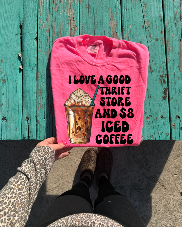 i love thrift store shopping and an 8 coffee tee or sweatshirt