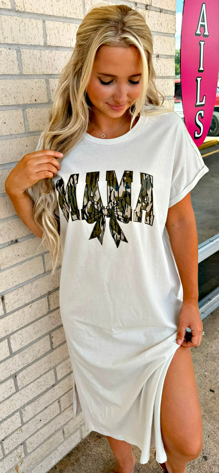 Camo Mama Tan Slit Dress