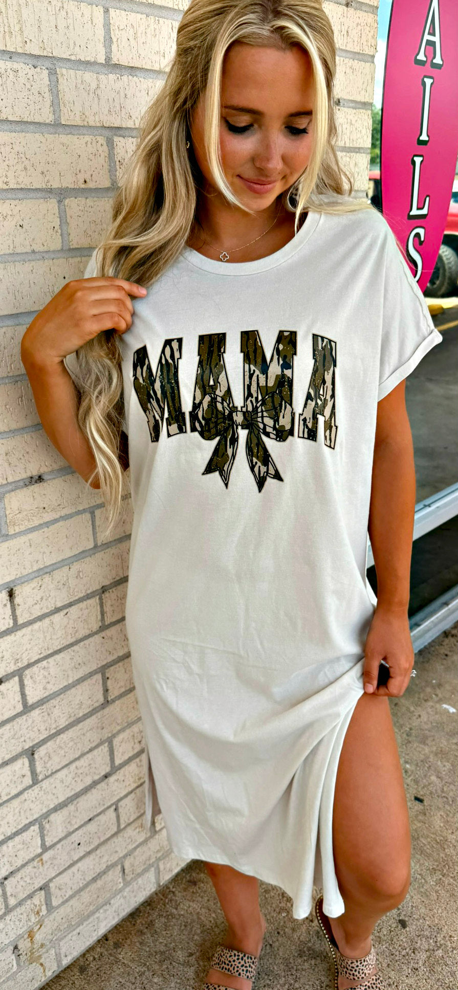 Camo Mama Tan Slit Dress