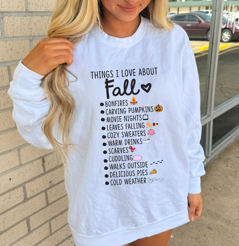 things i love about fall tee or sweatshirt