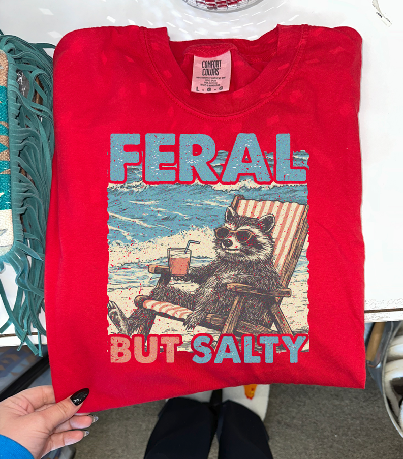 feral but salty racoon 4th of july tee or sweatshirt