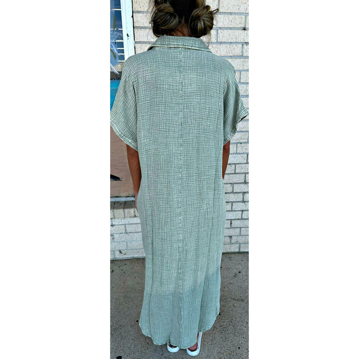 Mineral Wash Sage Flowy Maxi Dress