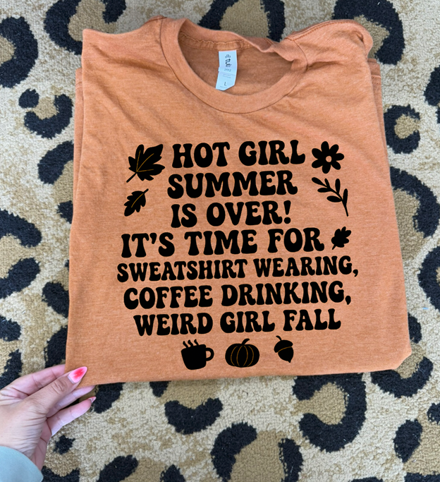 sweatshirt wearing,  coffee drinking weird girl fall tee or sweatshirt