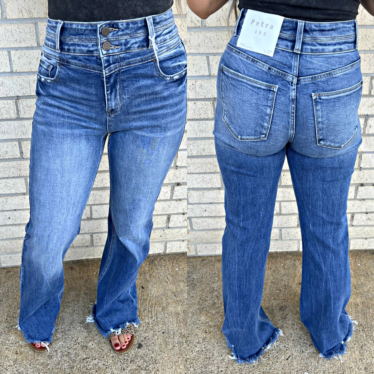 Faith Medium Wash double button jean