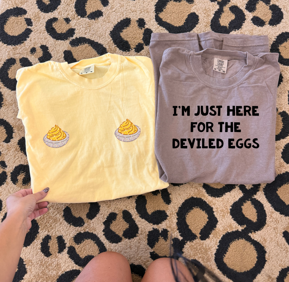 I'm just here for the faux RHINESTONE deviled eggs OR Deviled Egg Matching  tee or  sweatshirt