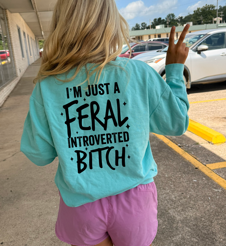 Feral INTROVERTED btch tee or sweatshirt
