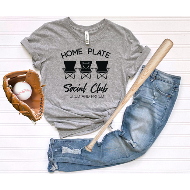 Home Plate Social Club Baseball or Softball tee or sweatshirt