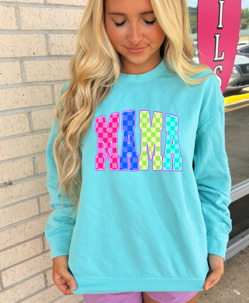 Mama Multicolor Checkered tee or sweatshirt