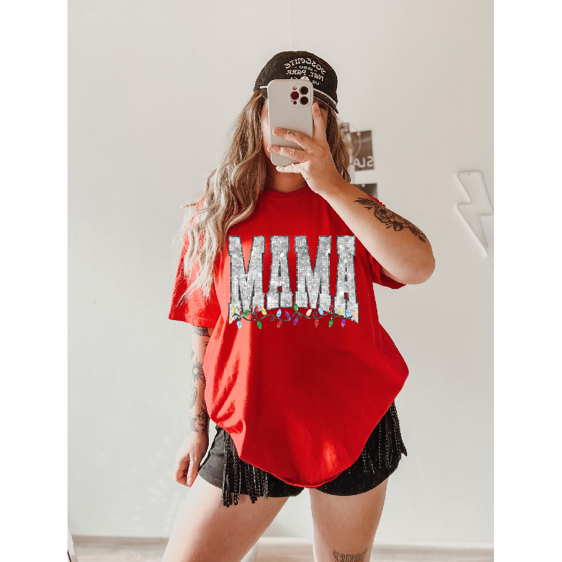 Christmas Mama Faux Glitter Tee or Sweatshirt