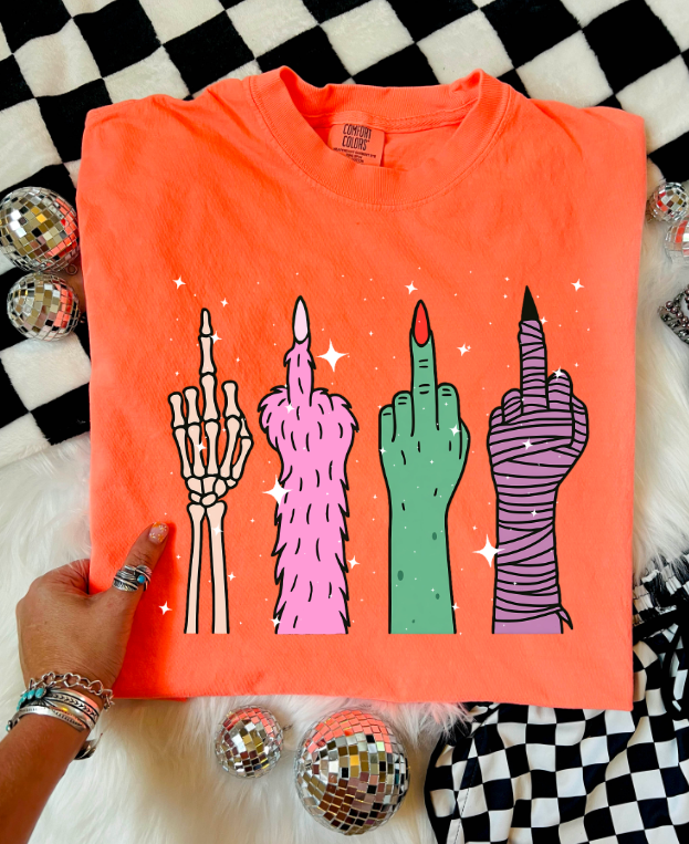 monster Halloween middle finger tee or sweatshirt