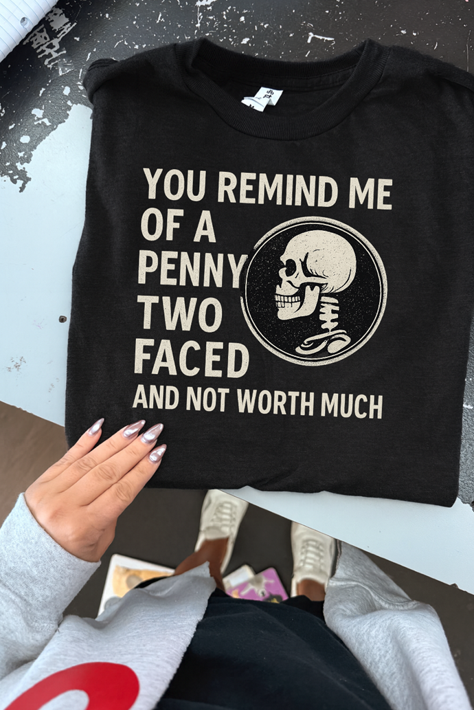 two faced penny tee or sweatshirt
