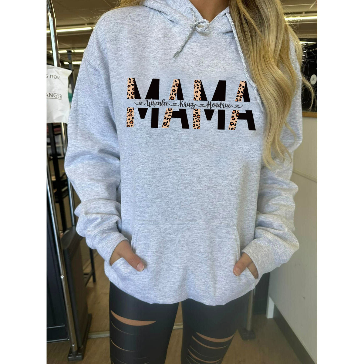 Mama or Aunt Custom Leopard/black Hoodie, Tee or Sweatshirt