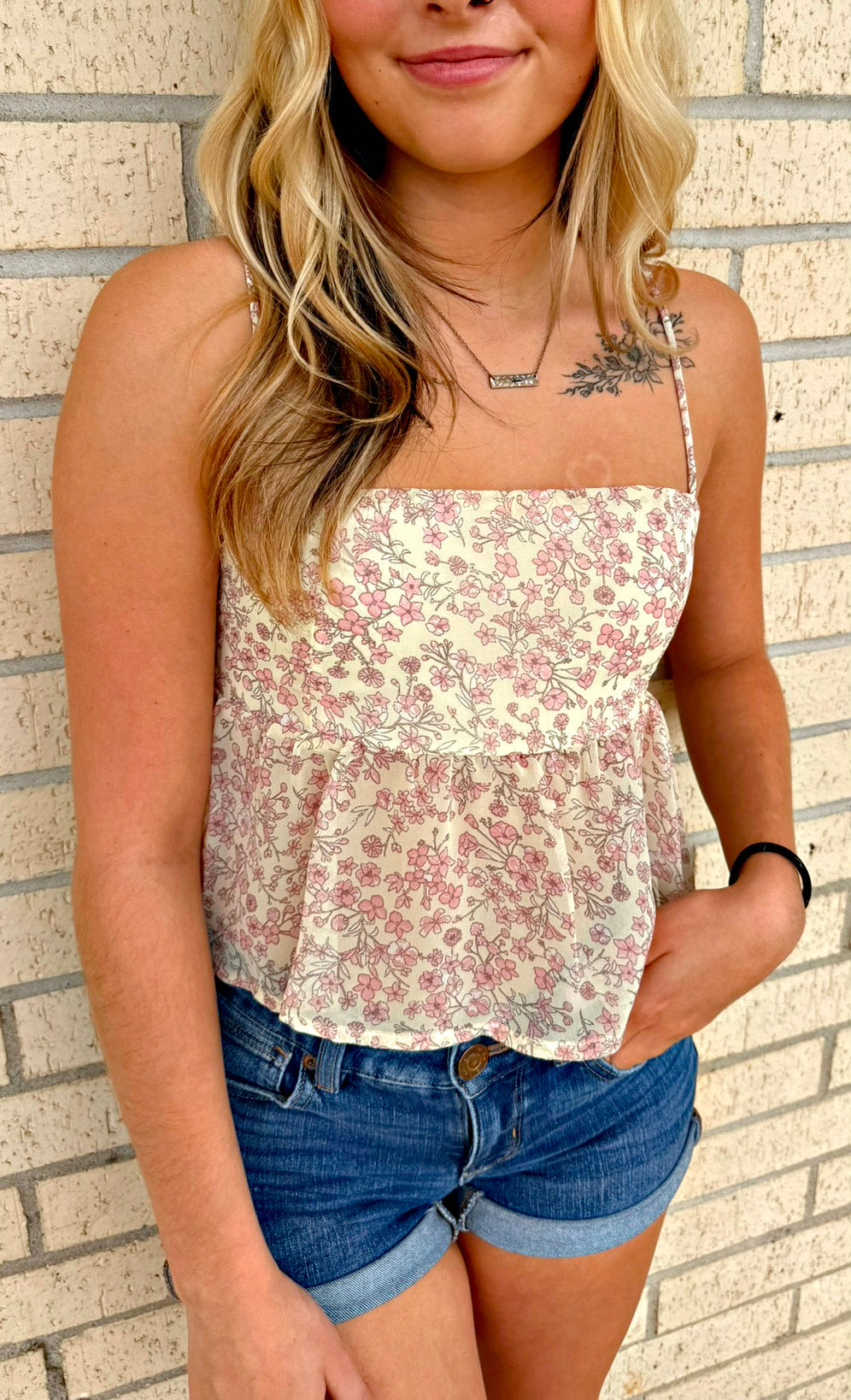 Pink spring print top