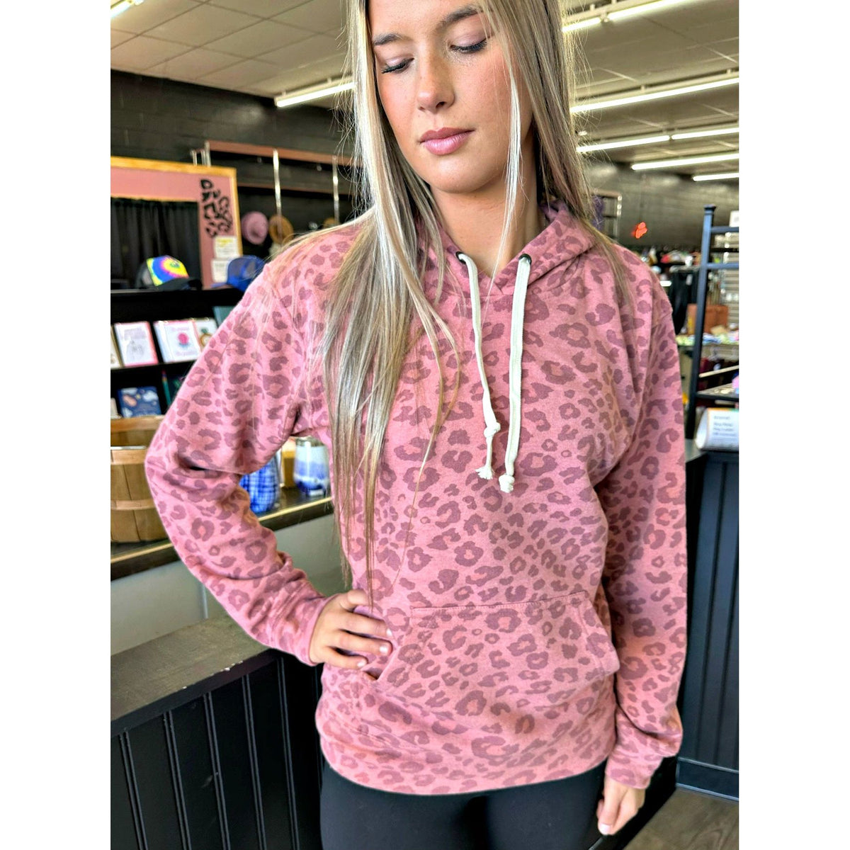 Soft blank Leopard Hoodie (black, pink or white)