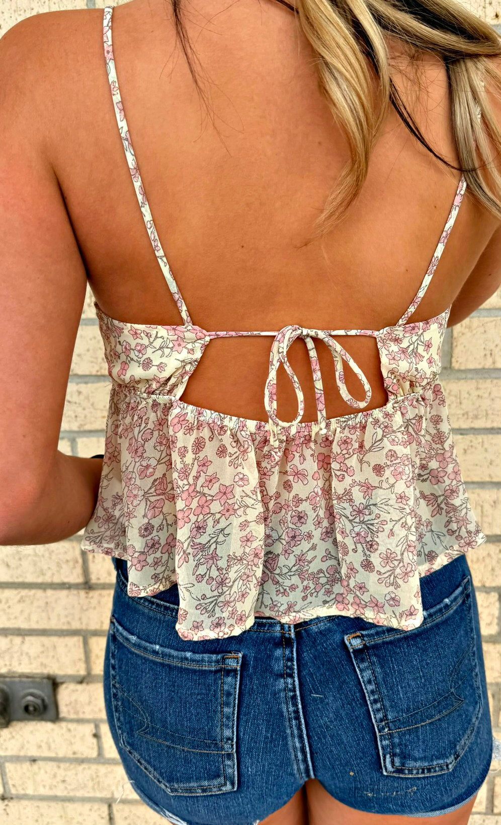 Pink spring print top