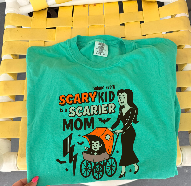 behind every scary kid is a scarier mom tee or sweatshirt