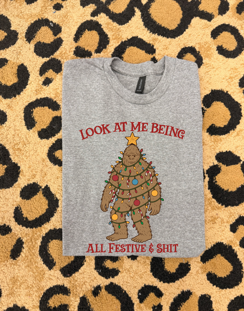 christmas big foot festive tee or sweatshirt