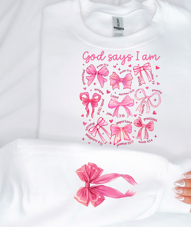 GOD says I Am bow tee or sweatshirt