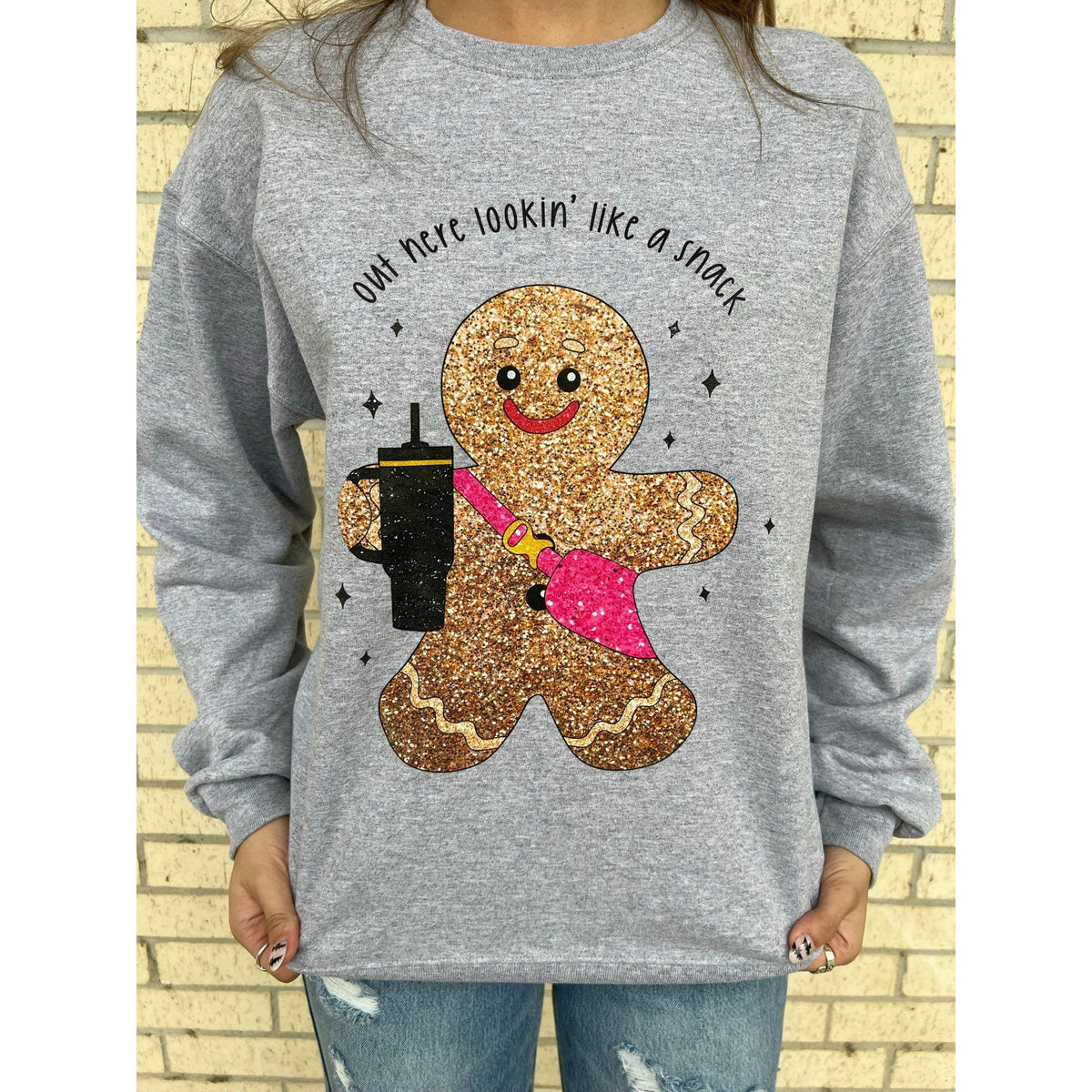 Out here lookin like a snack Christmas Crewneck Sweatshirt or tee