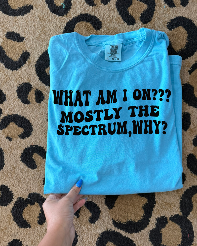 what am i on?? mostly the spectrum why?  tee or sweatshirt
