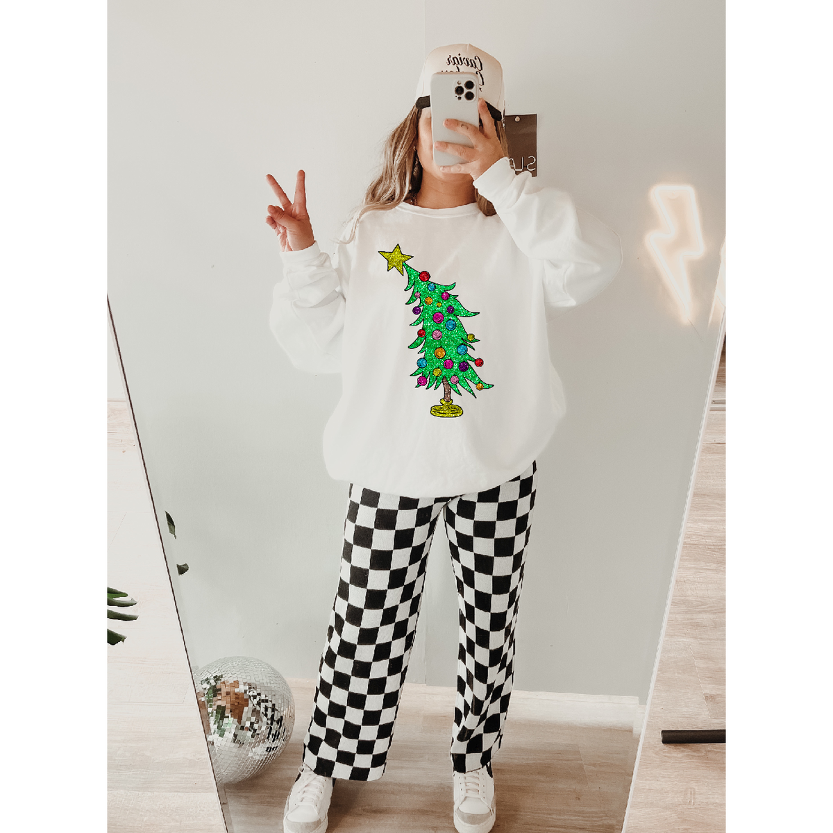 Christmas Tree Faux glitter Tee or Sweatshirt