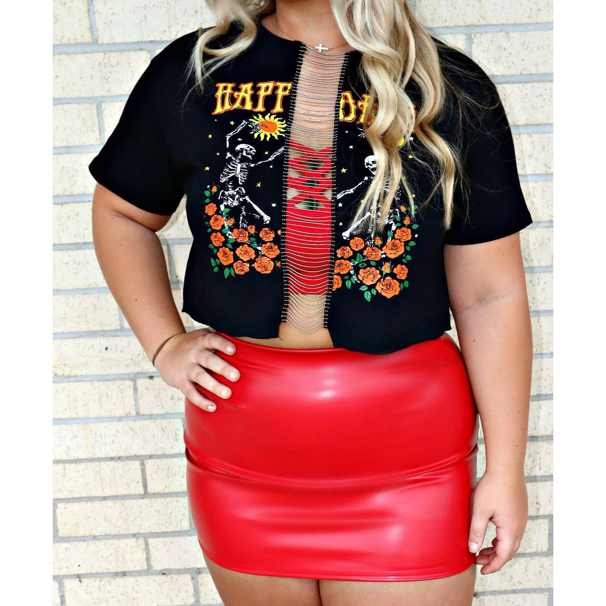 Ruby Red No Slit Mini Skirt