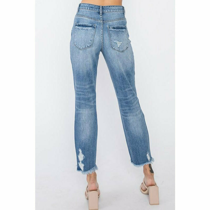 High Rise Distressed Girl Friends Jean