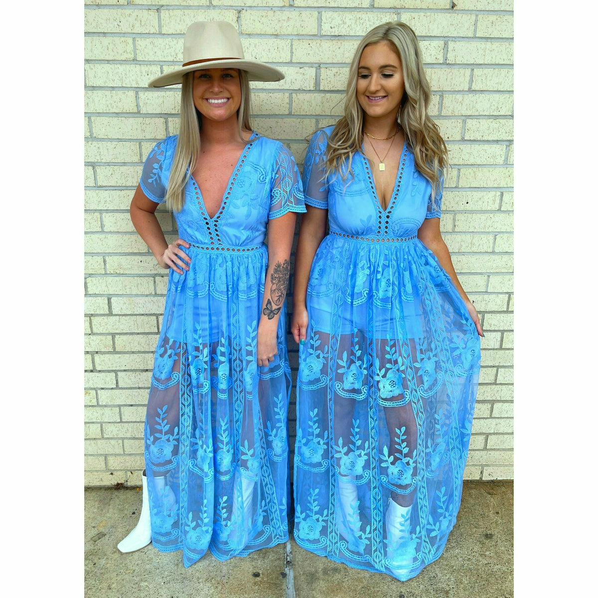 Avia Blue Lace Maxi Dress