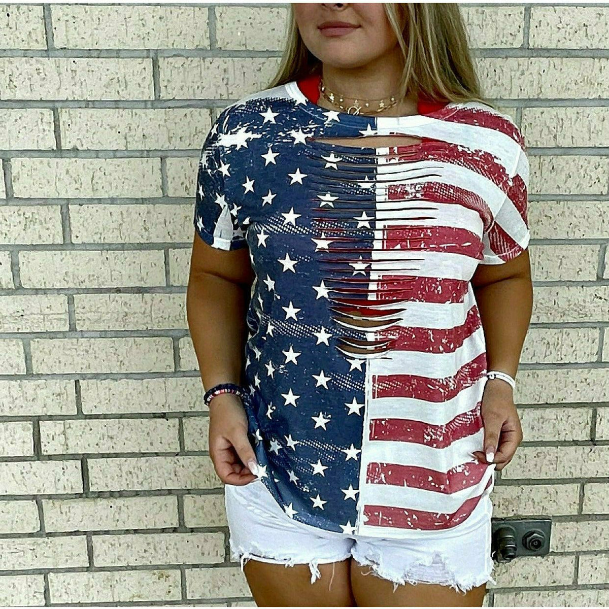 USA 4th Flag laser cut Top