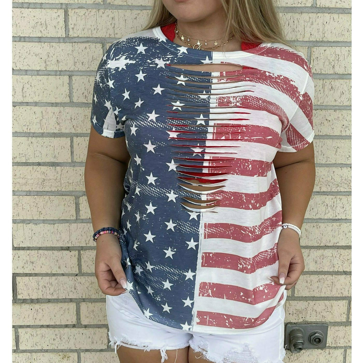 USA 4th Flag laser cut Top