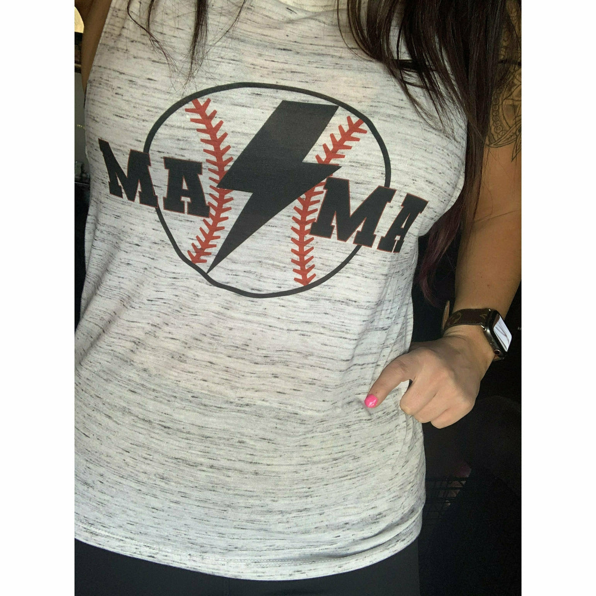 baseball bolt Mama tee or tank