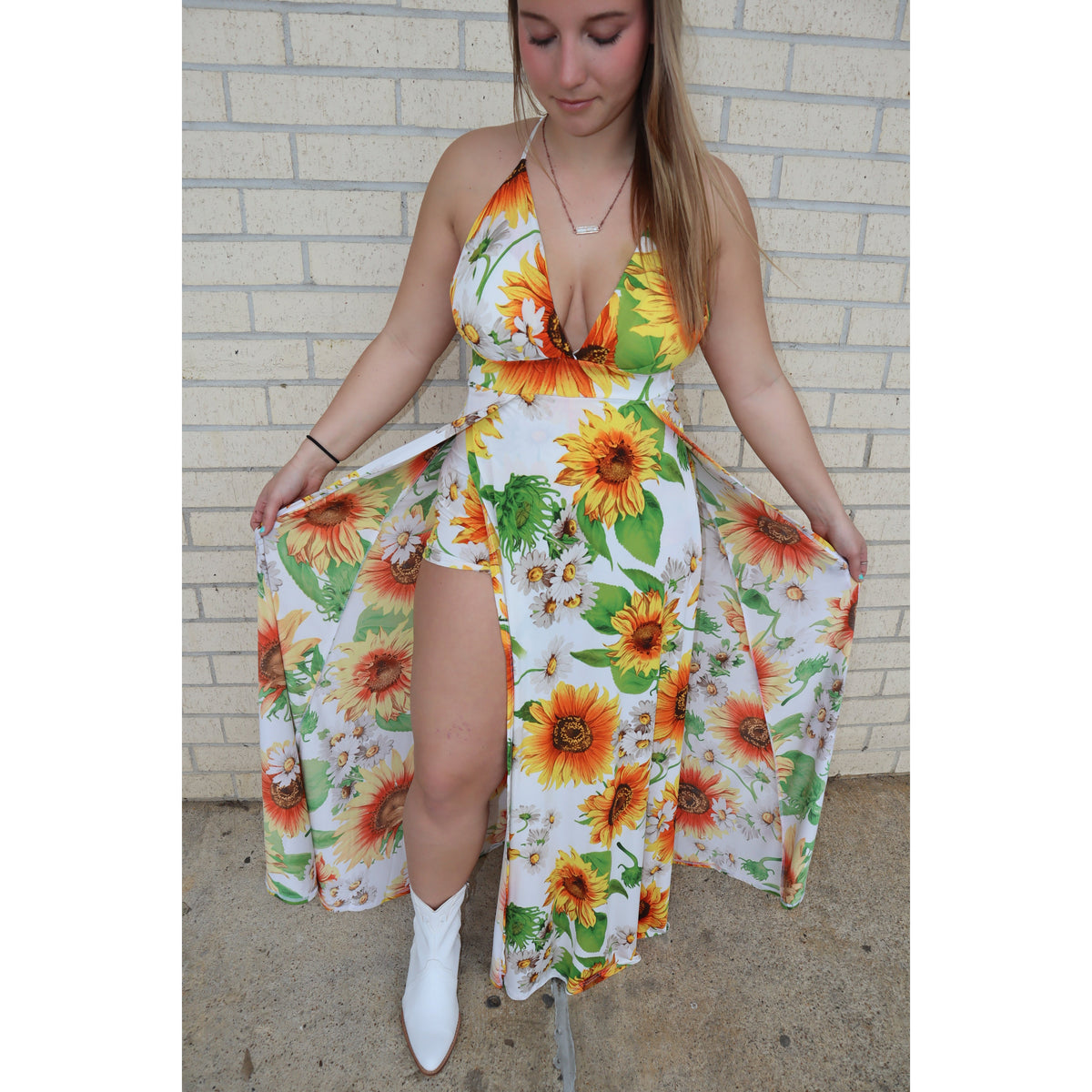 It&#39;s a Vibe Sunflower Maxi Dress (shorts underneath)