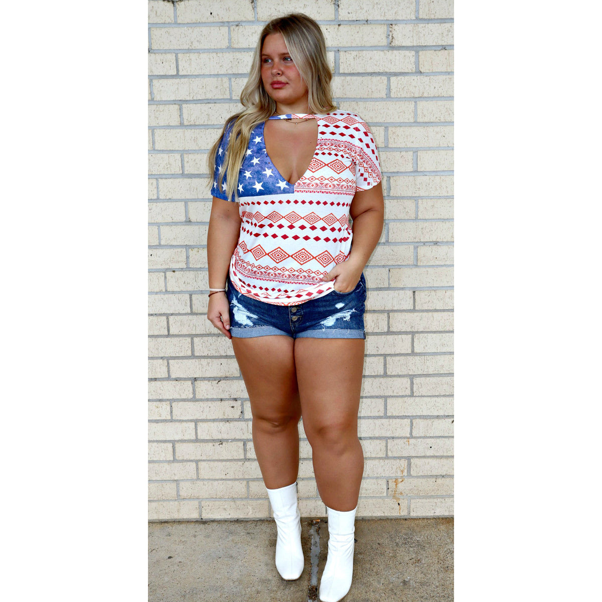 Aztec Flag choker Neck Top