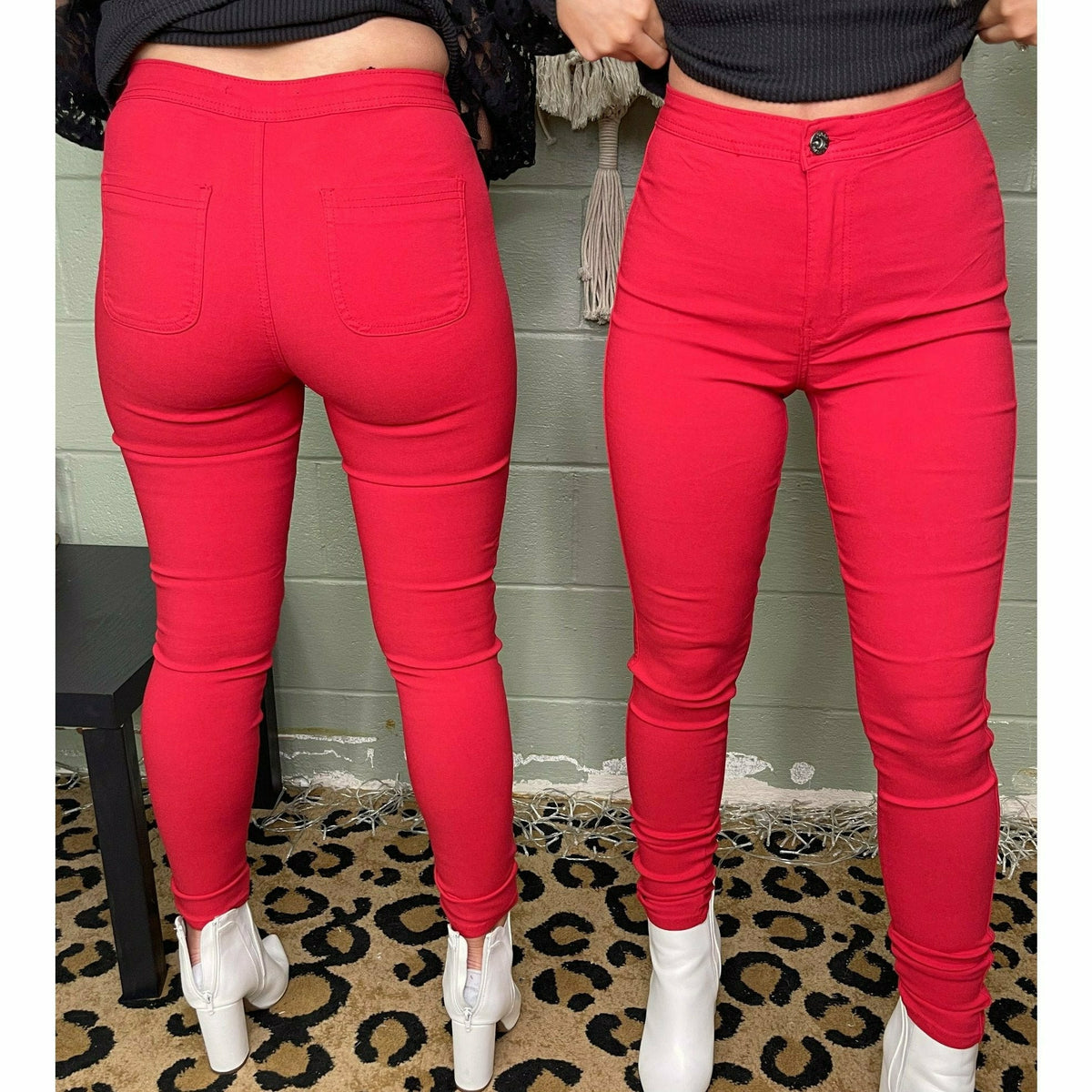 Kelzi Red Stretch Skinny Jeans