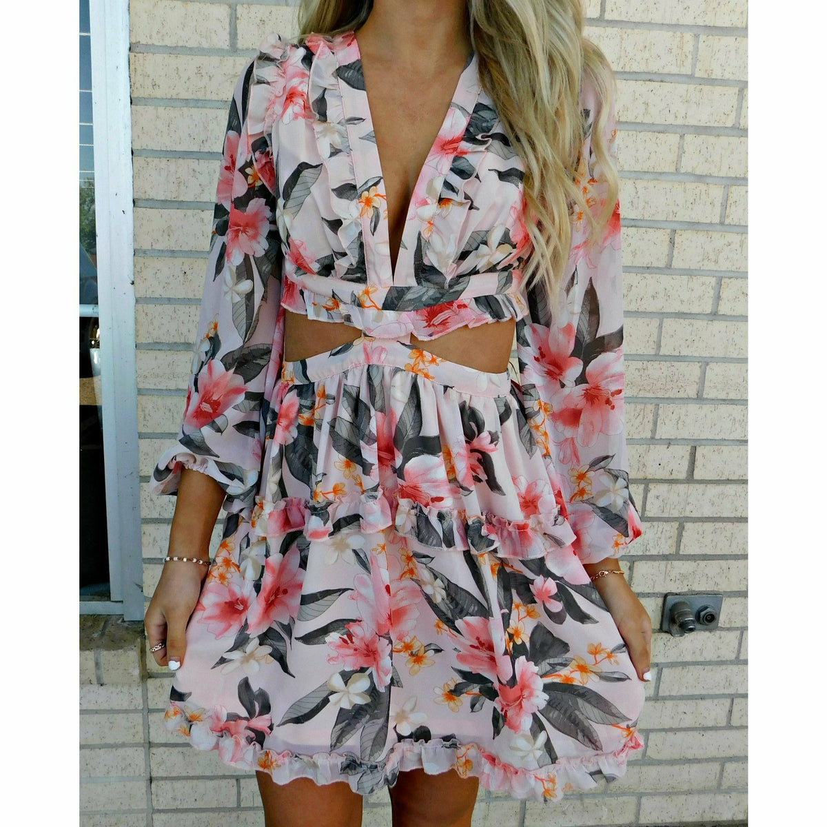 Cancun Floral Beach Side Cut Dress