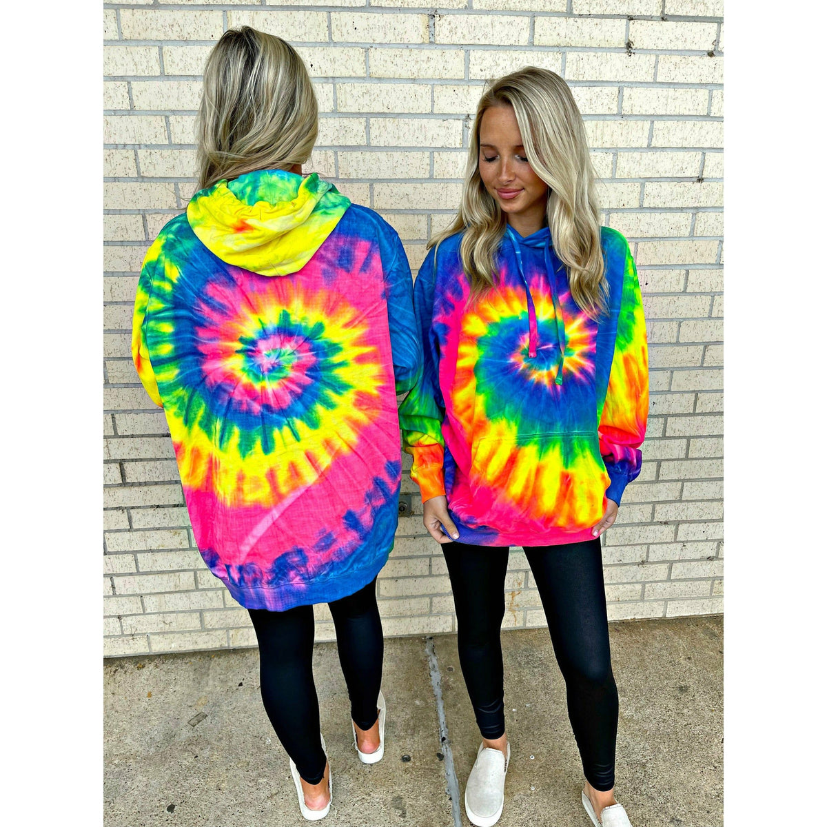 Neon Spiral Pullover Hooded Sweatshirt