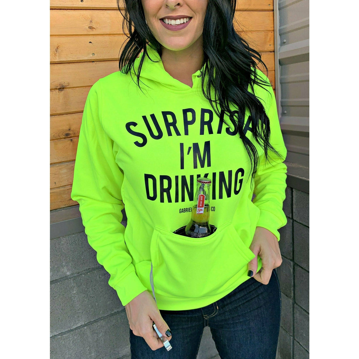 Surprise I&#39;m Drinking ( with built in koozie &amp; bottle opener) Hoodie