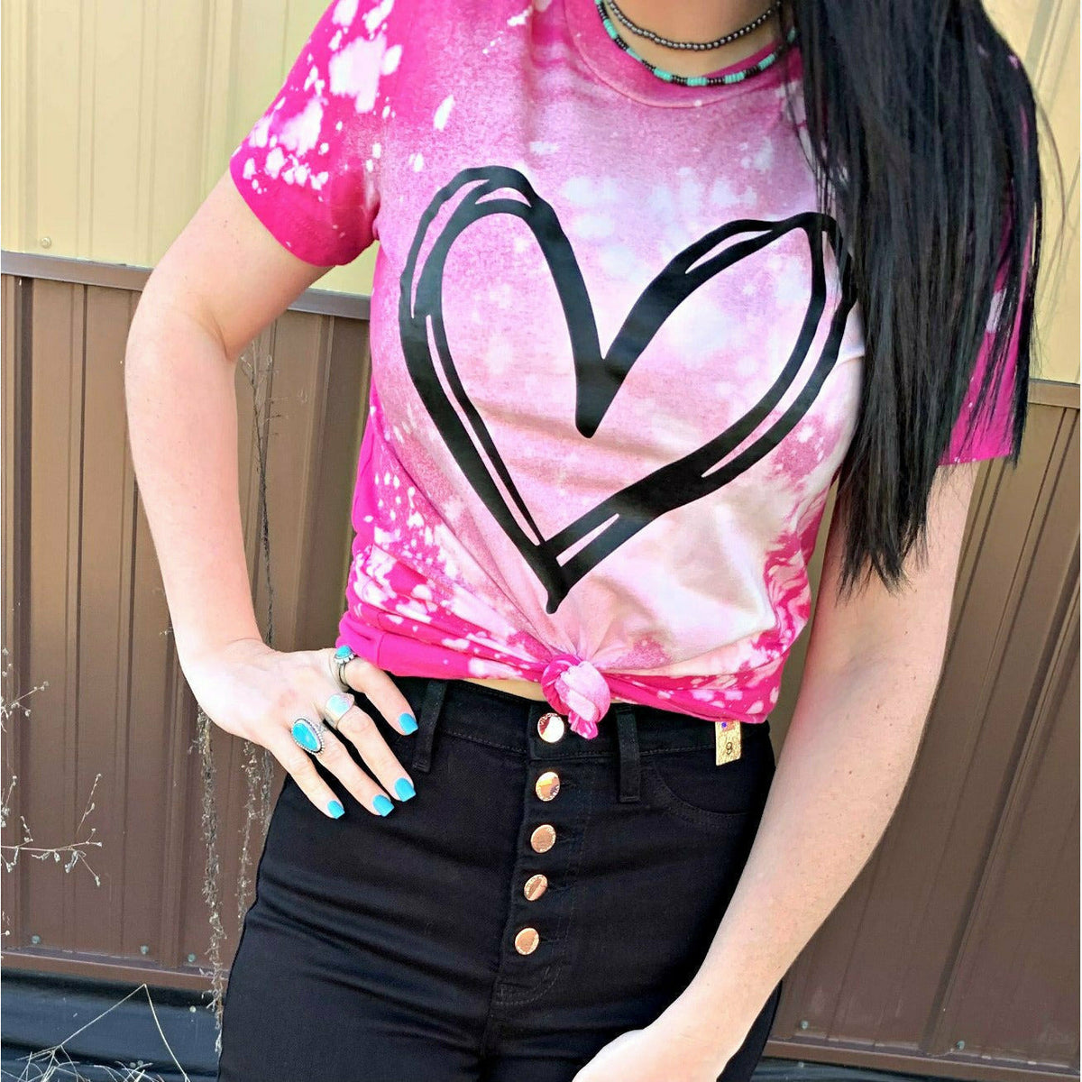 favorite Messy Heart Black ink tee