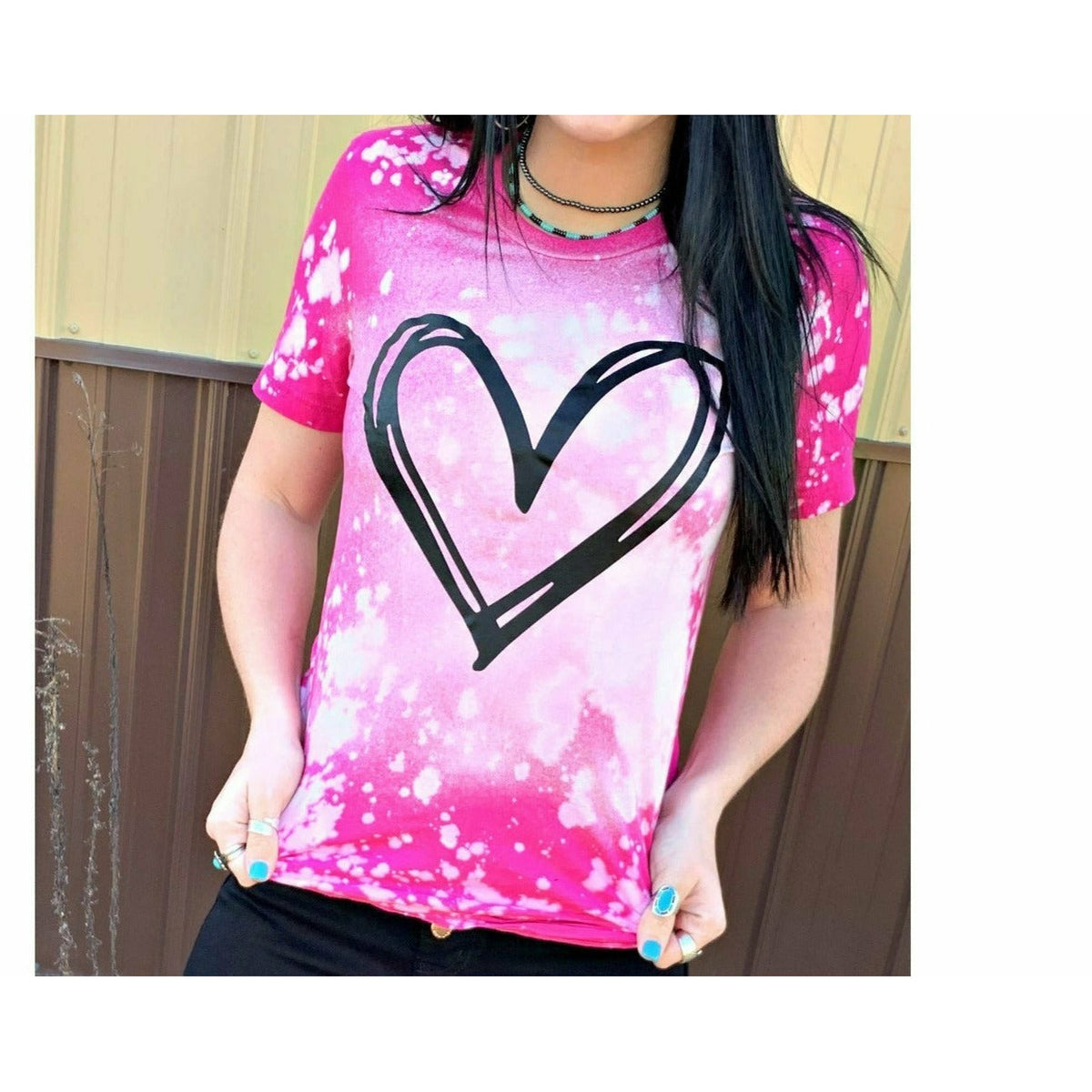 favorite Messy Heart Black ink tee