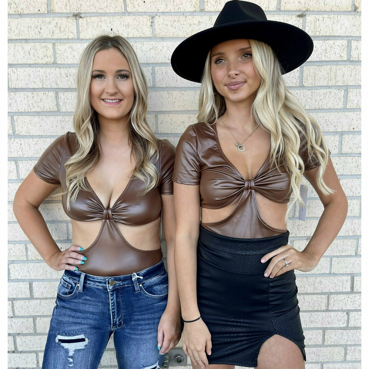 Jade Brown Cut-Out Bodysuit