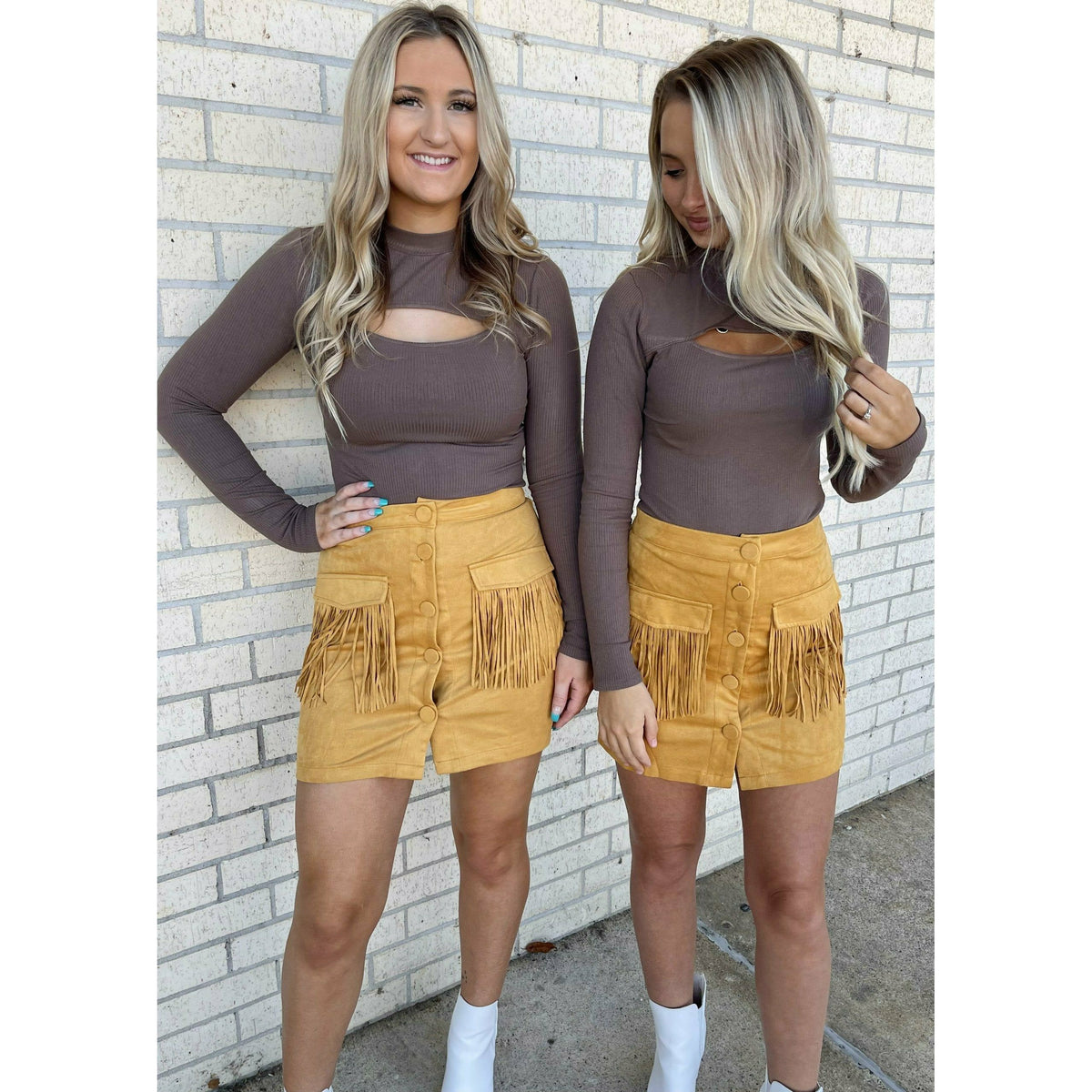 Milly Mustard Fringe Skirt