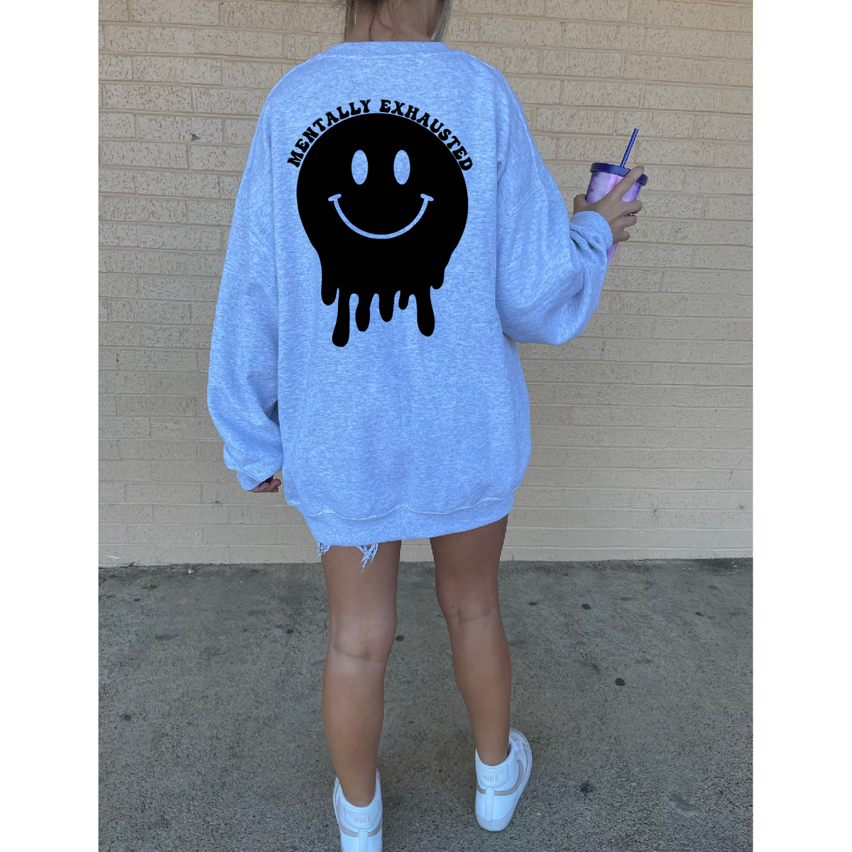 Mentally Exhausted smiley tee or sweatshirt