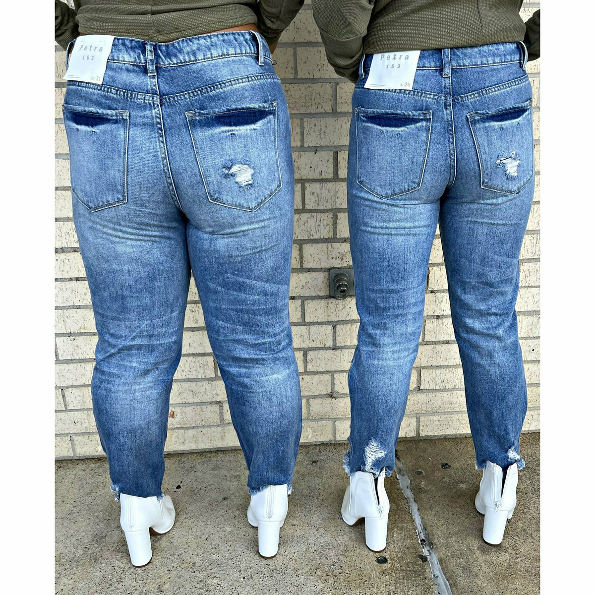 High Rise Distressed Girl Friends Jean