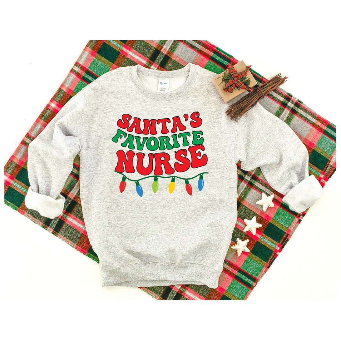 Santa&#39;s Favorite Nurse tee or sweatshirt