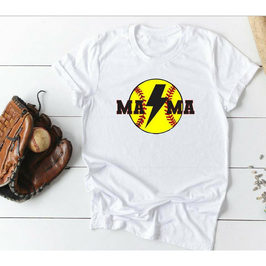 softball bolt Mama tee or tank top