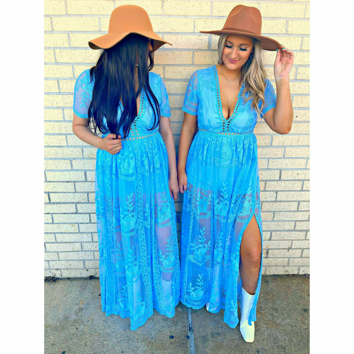 Avia Blue Lace Maxi Dress