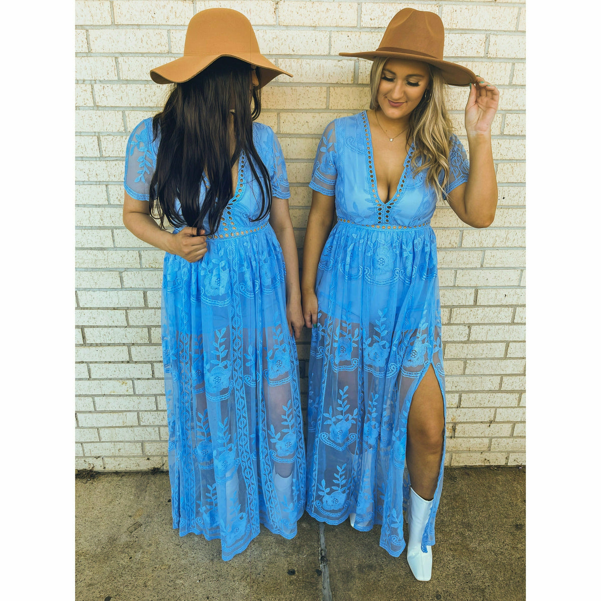 Avia Blue Lace Maxi Dress